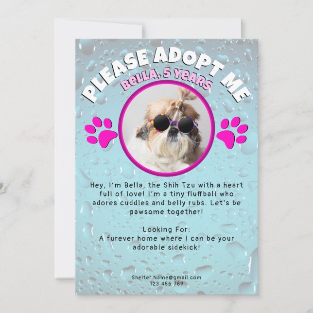 Invitation Adopt me dog custom 2 photo shelter animal rescue (Devant)