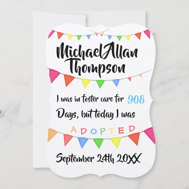 Invitation Adoption De L'Annonce De Soins D'Accueil - Partie (Devant)