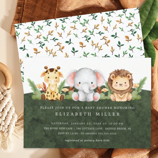 Invitation Adorable animaux de la jungle Baby shower Invitati (Créateur téléchargé)