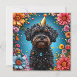 Invitation Adorable Anniversaire Casquette de fête Chiot