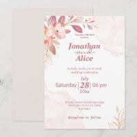 Adorable aquarelle floral rose blanc mariage migno