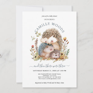 Invitation Adorable Baby shower de famille de hérisson