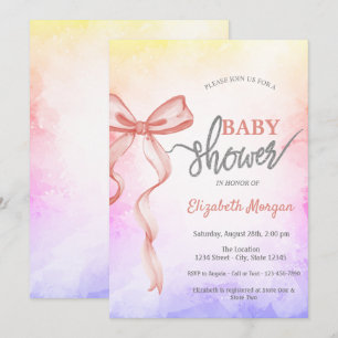 Invitation Adorable Baby shower rose Bow Ombre