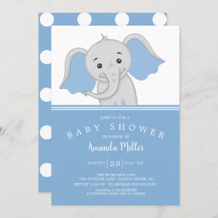 Invitation adorable bébé garçon éléphant Baby shower