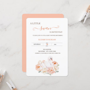 Invitation Adorable bébé Swan Rose Baby shower