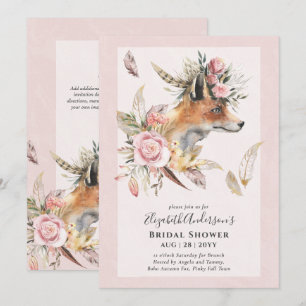 Invitation Adorable BOHO Fox Fête des mariées Déjeuner Invita