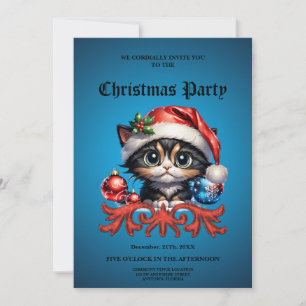 Invitation adorable chaton de Noël.