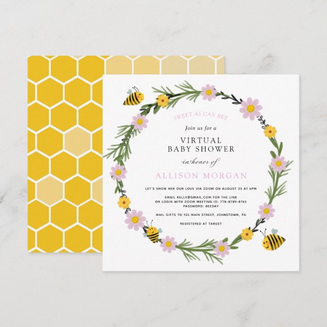 Invitation Adorable Comme Peut Être Virtual Baby shower Invit (Devant / Derrière)