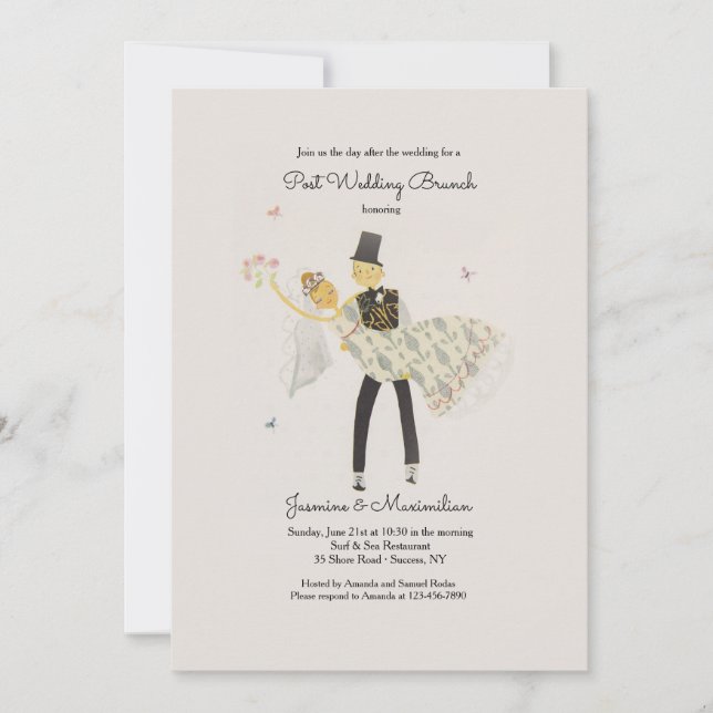Invitation adorable de brunch de mariage de (Devant)