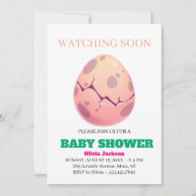 Adorable Dino OEuf Baby shower d'éclosion Invitati