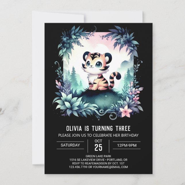 Invitation Adorable Dreamy Tiger Anniversaire (Devant)