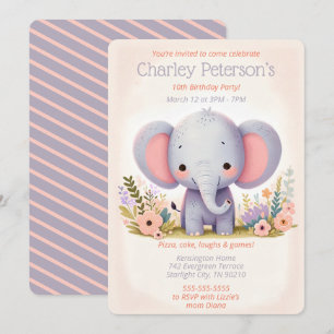 Invitation Adorable Elephant thème Anniversaire fête pour enf