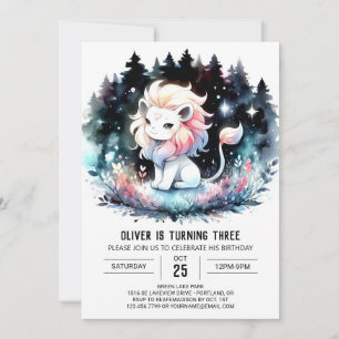 Invitation Adorable Enfants Lion Anniversaire