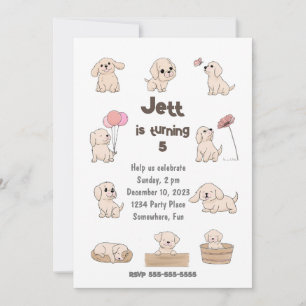 Invitation Adorable fête d'anniversaire des chiots, personnal