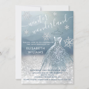 Invitation Adorable hiver merveilleux parties scintillant omb