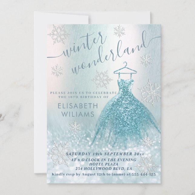 Invitation Adorable hiver merveilleux parties scintillant omb (Devant)
