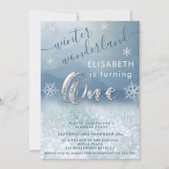 Invitation Adorable hiver merveilleux parties scintillant pre (Devant)