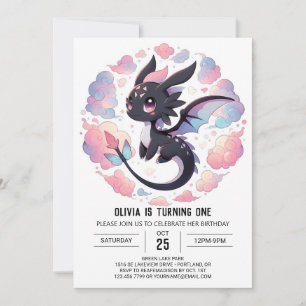Invitation Adorable Imaginaire Dragon 1er anniversaire