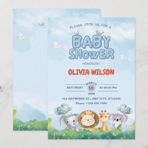 Invitation Adorable Jouets minuscules et Baby shower Safari J