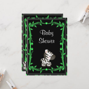 Invitation Adorable Lime Green Zebra Baby shower