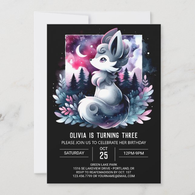 Invitation Adorable Loup moderne Anniversaire (Devant)