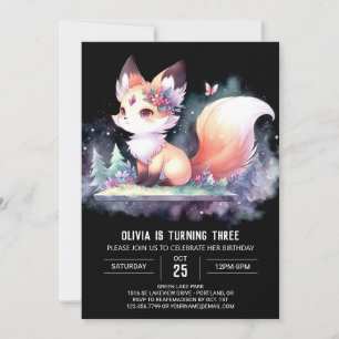 Invitation Adorable Majestic Fox Anniversaire numérique