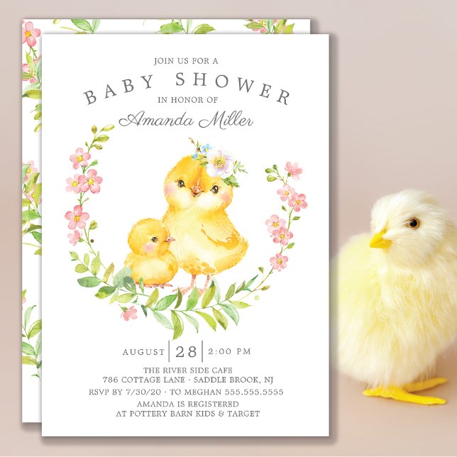 Invitation Adorable Maman & Baby Chick Girls Baby shower (Créateur téléchargé)