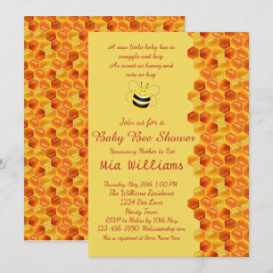 Invitation Adorable Miel Abeille Baby shower à thème