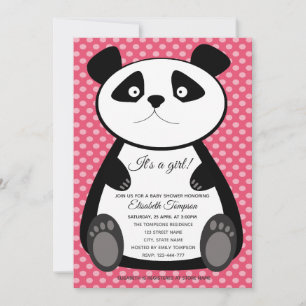 Invitation Adorable mignon bébé panda fille baby shower