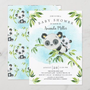 Invitation Adorable Panda Bear Baby shower neutre