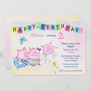 Invitation Adorable parti Anniversaire de enfant des Trois Co