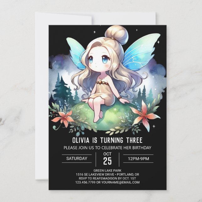 Invitation Adorable Pastel Fairy Anniversaire (Devant)
