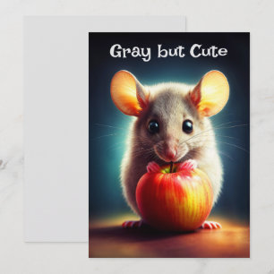 Invitation Adorable petit rongeur tenant la pomme rouge ferme