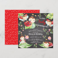 Adorable Petite Dame Ladybug 1er Anniversaire Invi