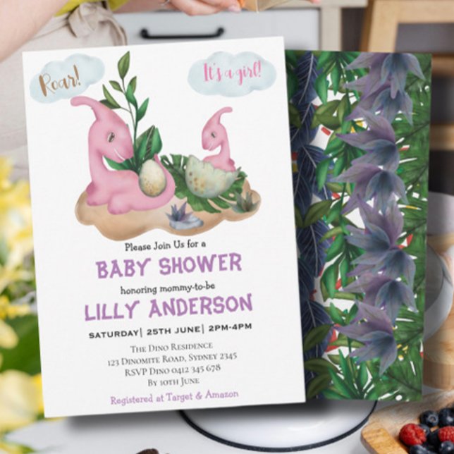 Invitation Adorable petite fête des dinosaures ! Rugir! Baby  (Créateur téléchargé)