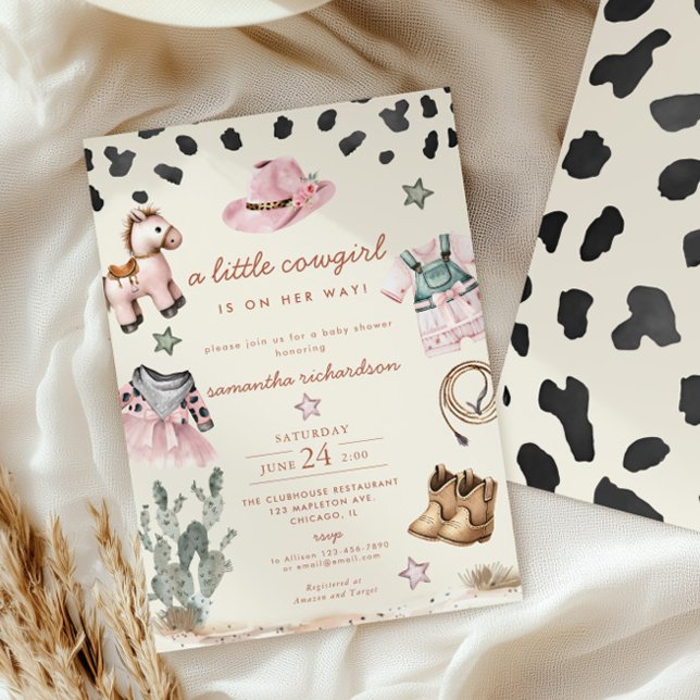 Invitation Adorable petite fille est en chemin fille baby sho (Créateur téléchargé)