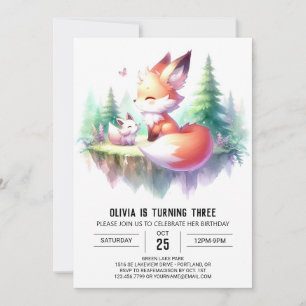 Invitation Adorable Renard magique Anniversaire numérique