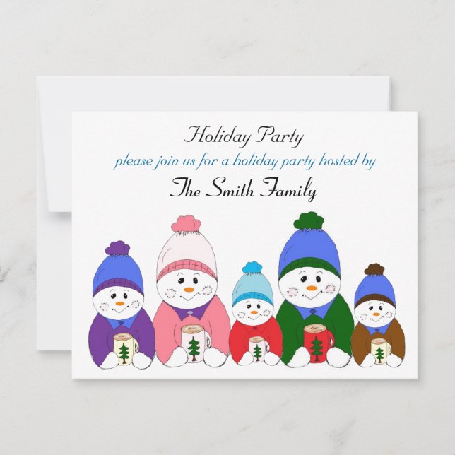 Invitation Adorable Snowman Famille de vacances (Devant)