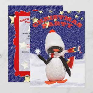 Invitation Adorable Snowy Christmas Penguin Paradise