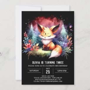 Invitation Adorable Sweet Fox Anniversaire numérique