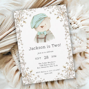 Invitation Adorable Teddy Bear Boy's Second Birthday Party