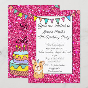 Invitation Adorable Unicorgi Parties scintillant Anniversaire