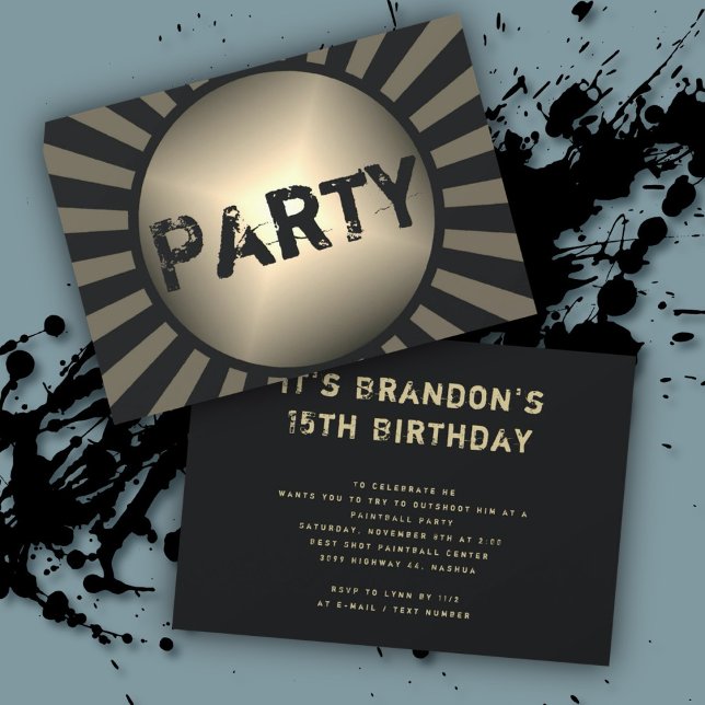 Invitation Ados fils fête d'anniversaire Grunge Black Invitat (Créateur téléchargé)