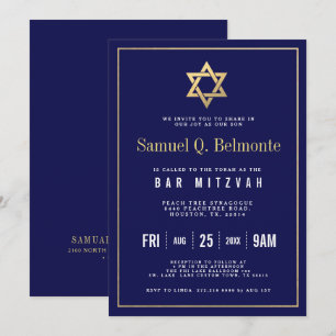 Invitation Adresse de l'invitation W de marine de Mitzvah de