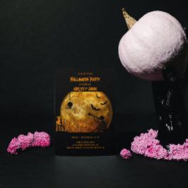 Invitation Adulte Halloween Party Moon Spider