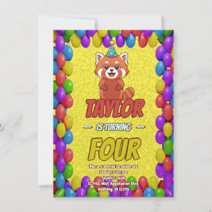 Invitation Adulte pour Panda Roux Fantaisiste
