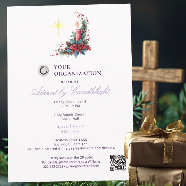 Invitation Advent by Candlelight Women Ministry P Christmas (Elegant Advent by Candlelight Women Ministry Purple Spiritual Blessed Christmas Star Invitation)