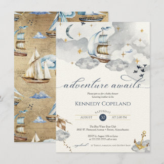 Invitation Adventure Attend Dreamy Nautical Ship Baby shower