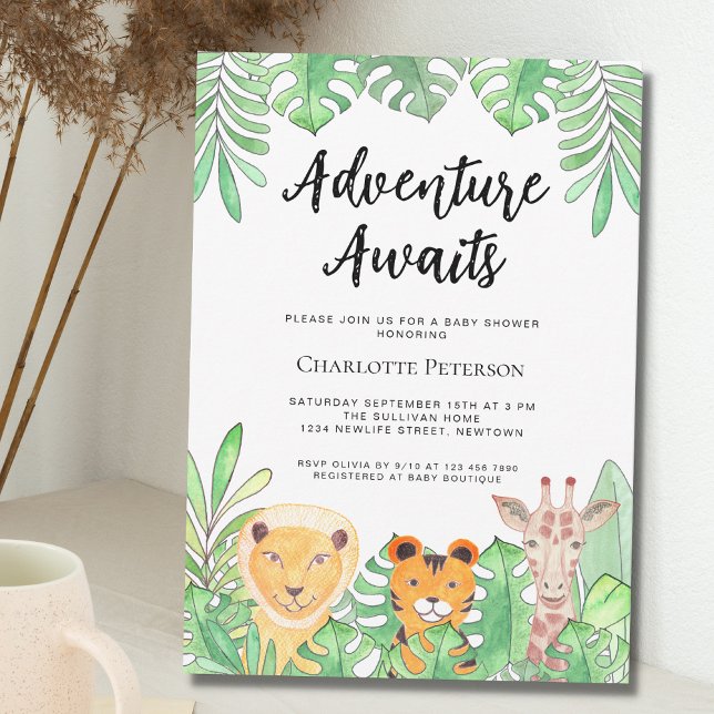 Invitation Adventure Attend Safari Animaux Baby shower (Créateur téléchargé)