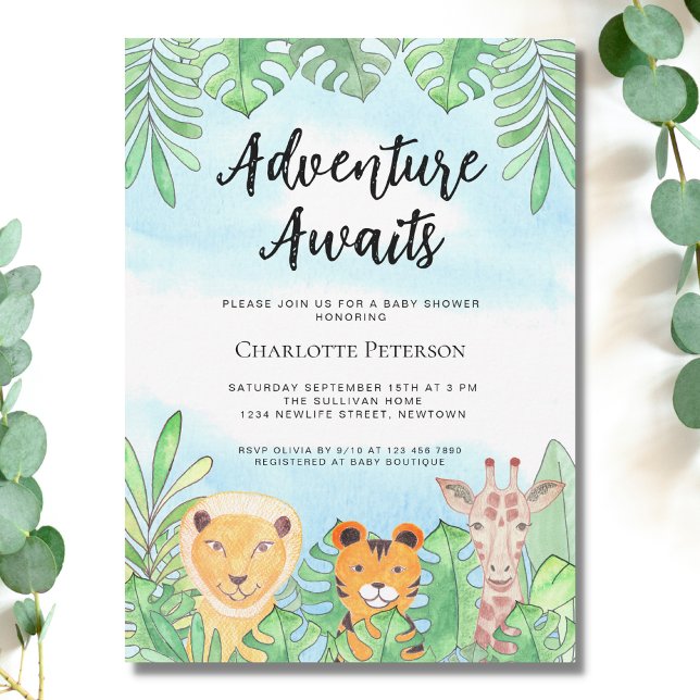 Invitation Adventure Attend Safari Animaux Baby shower (Créateur téléchargé)